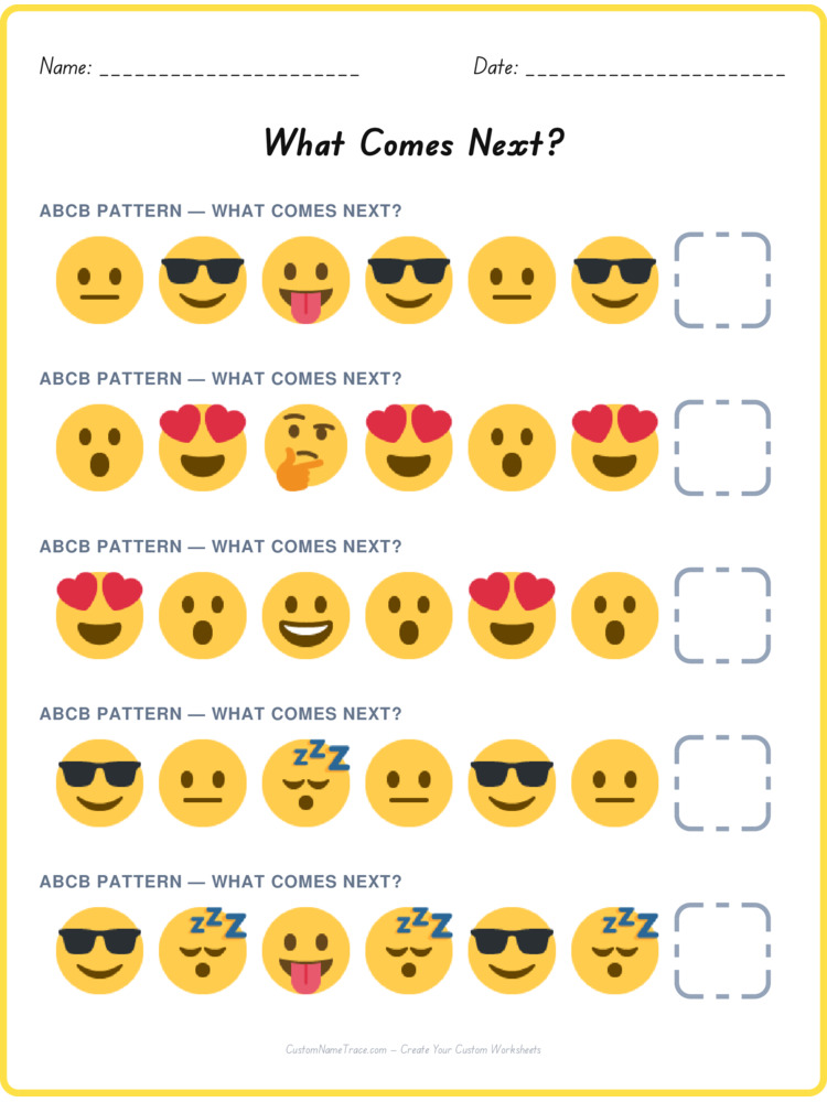 ABCB pattern worksheet 40 for kids