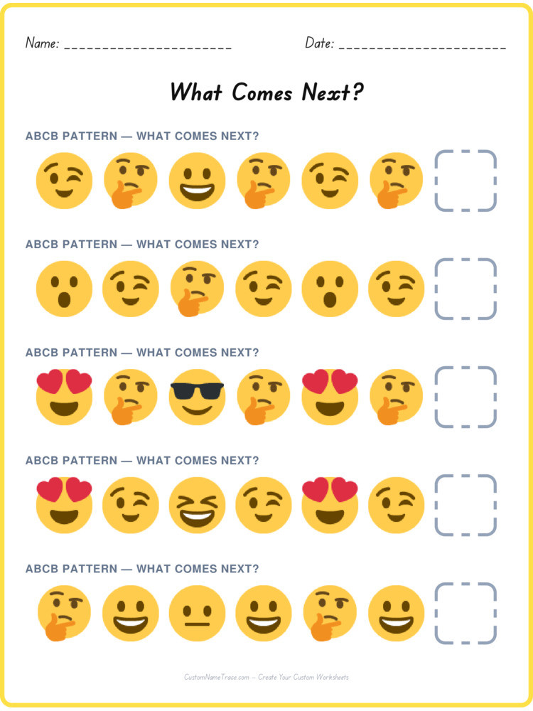 ABCB pattern worksheet 9 for kids