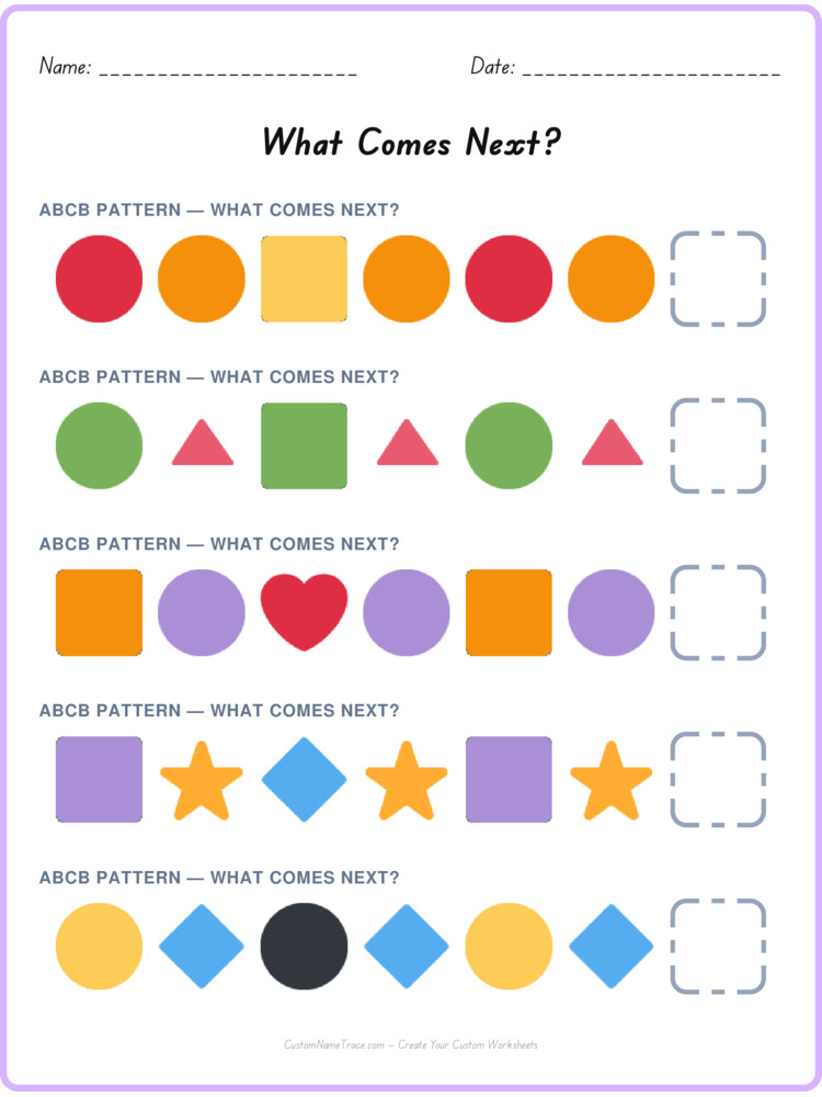 ABCB pattern worksheet 11 for kids