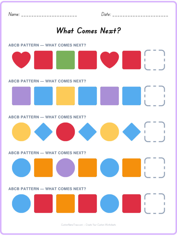 ABCB pattern worksheet 16 for kids