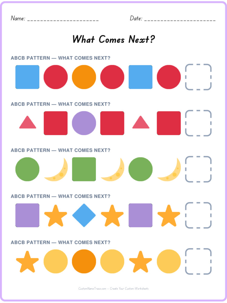 ABCB pattern worksheet 27 for kids