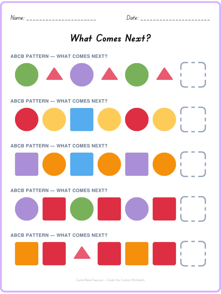 ABCB pattern worksheet 31 for kids