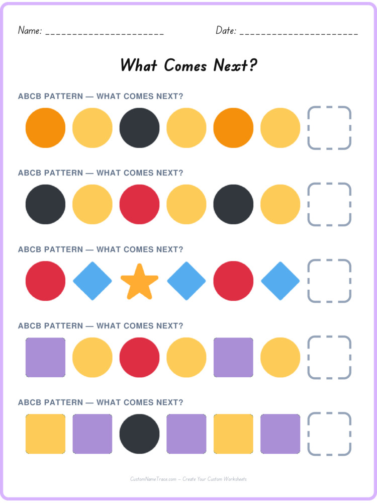 ABCB pattern worksheet 8 for kids
