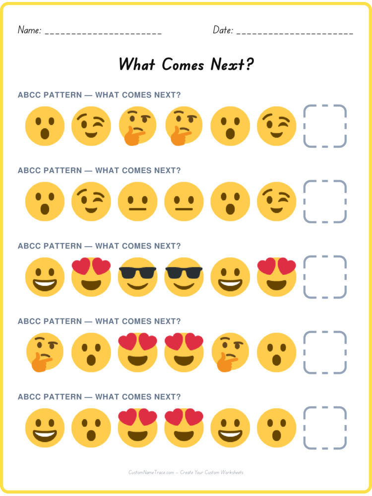 ABCC pattern worksheet 1 for kids