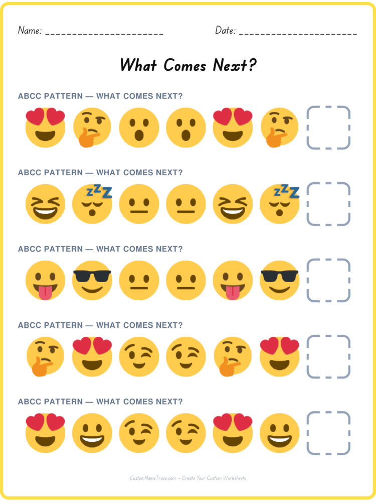 ABCC pattern worksheet 11 for kids