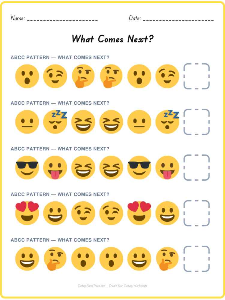 ABCC pattern worksheet 13 for kids