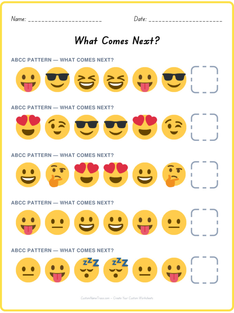 ABCC pattern worksheet 14 for kids