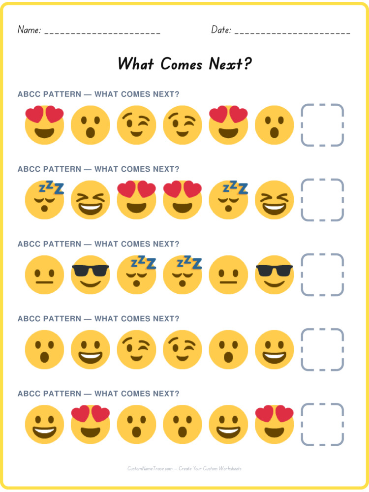 ABCC pattern worksheet 15 for kids