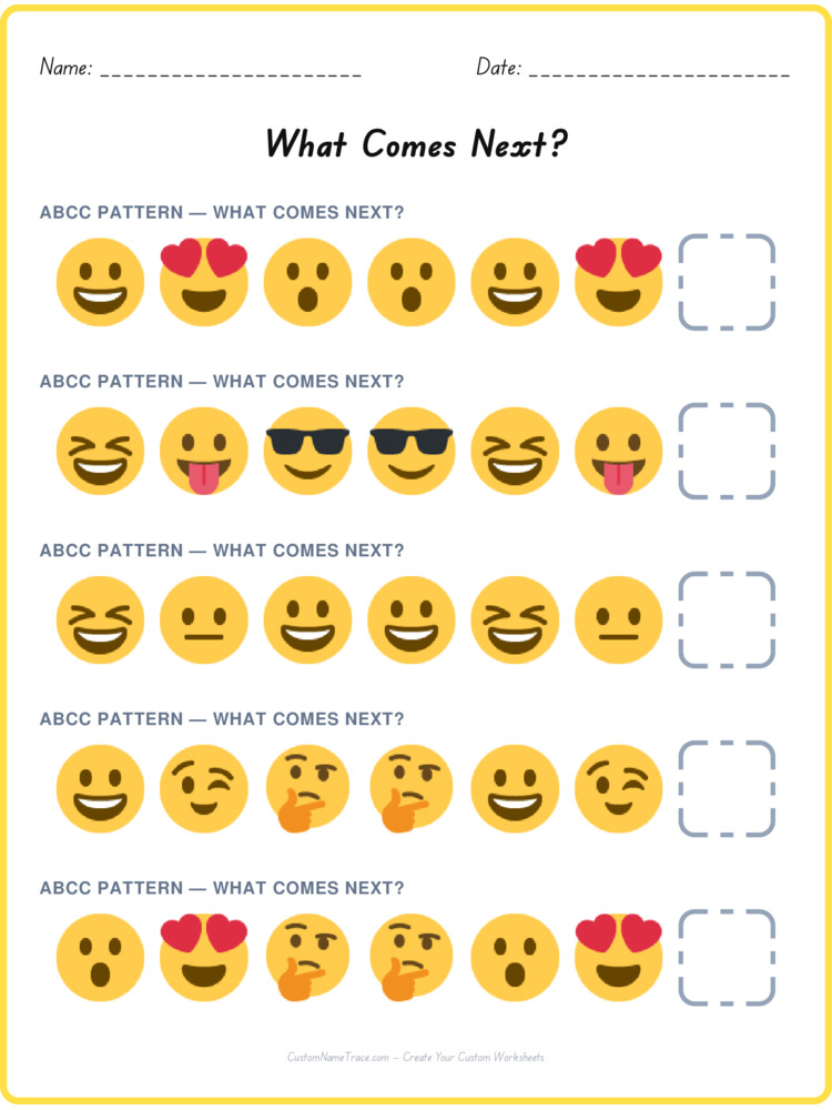ABCC pattern worksheet 17 for kids