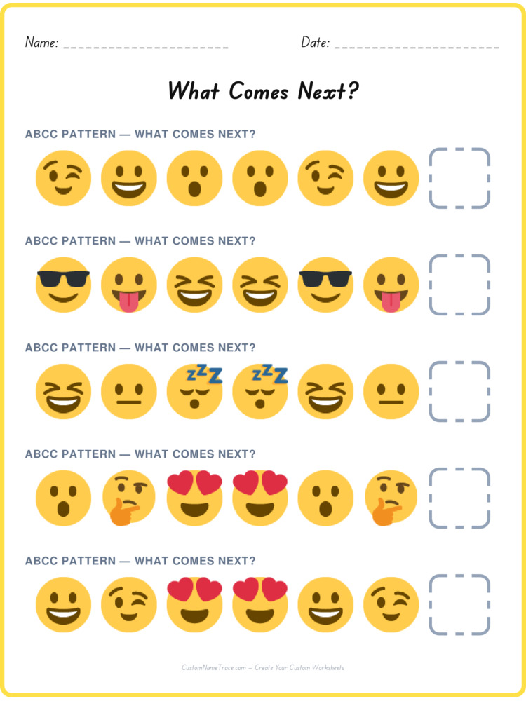 ABCC pattern worksheet 19 for kids
