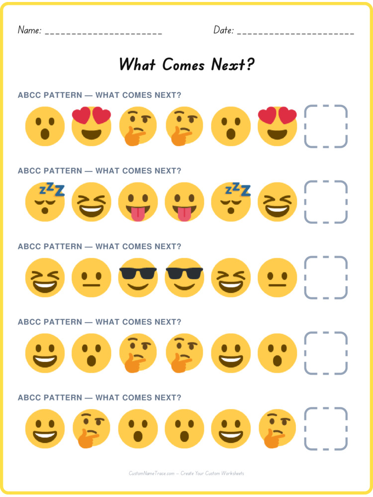 ABCC pattern worksheet 23 for kids