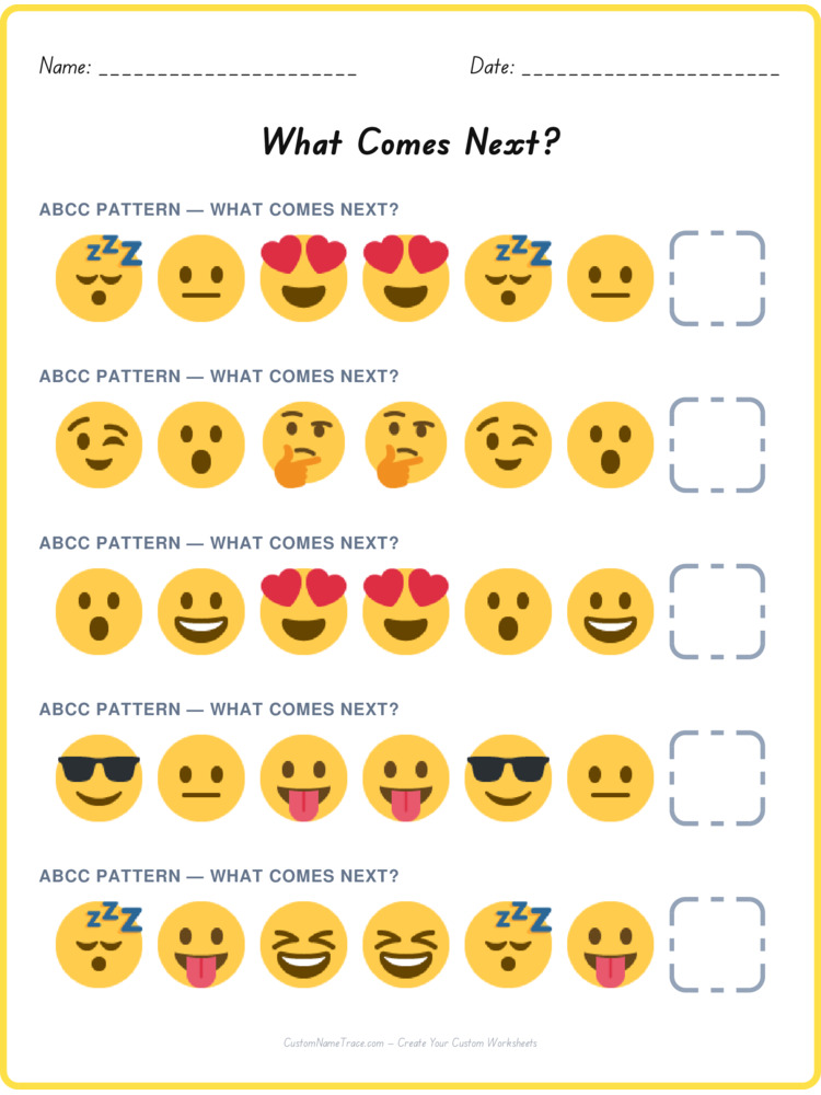 ABCC pattern worksheet 24 for kids