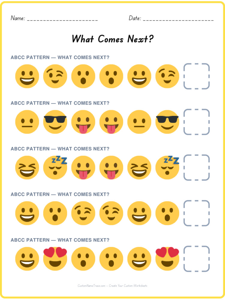 ABCC pattern worksheet 25 for kids