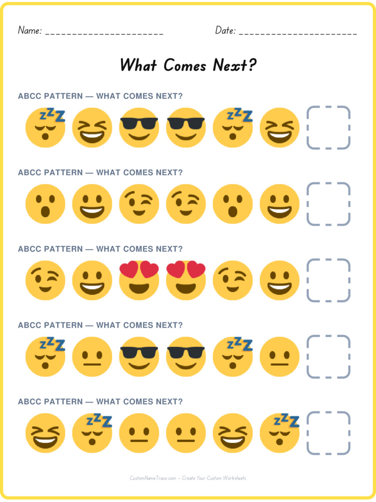 ABCC pattern worksheet 26 for kids