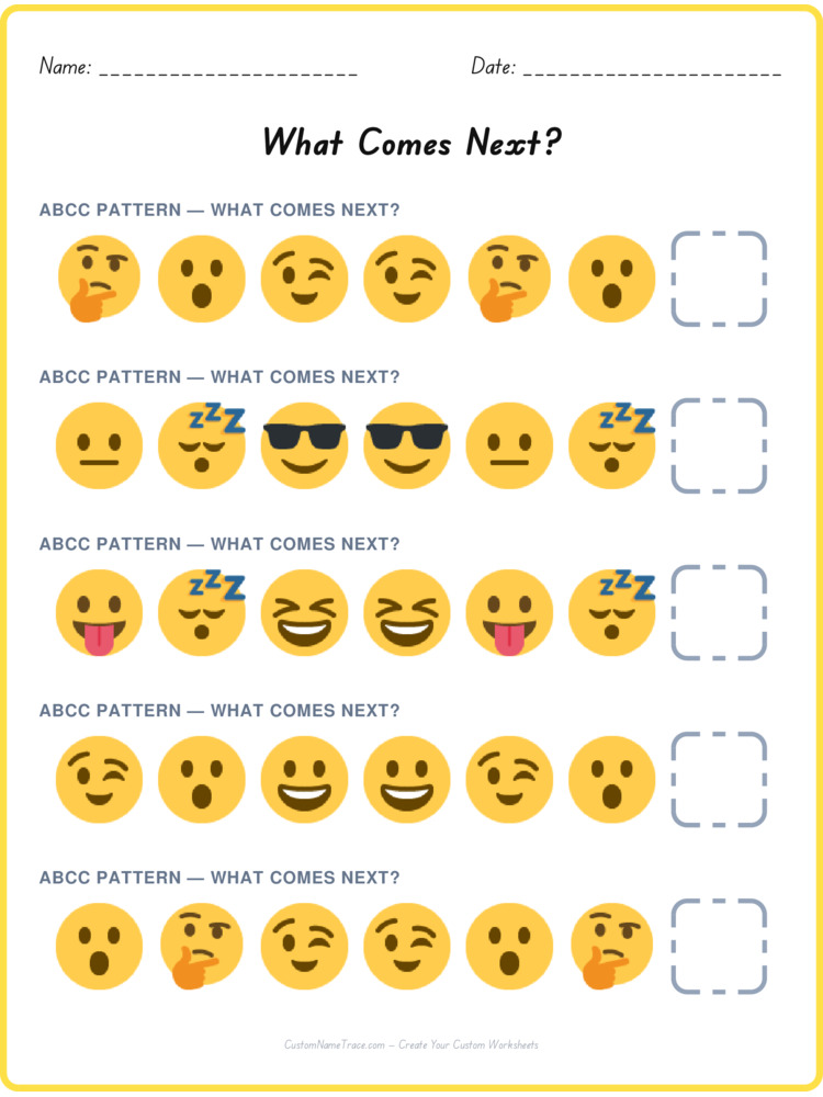 ABCC pattern worksheet 27 for kids