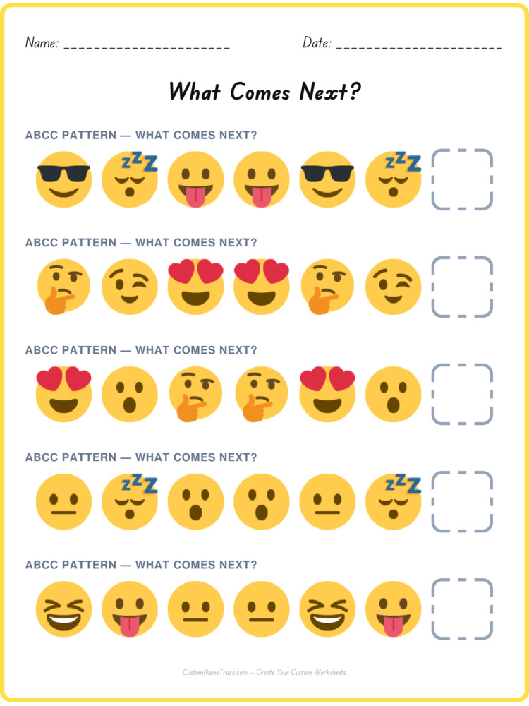 ABCC pattern worksheet 28 for kids