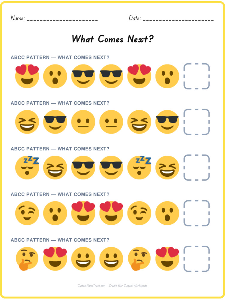 ABCC pattern worksheet 29 for kids