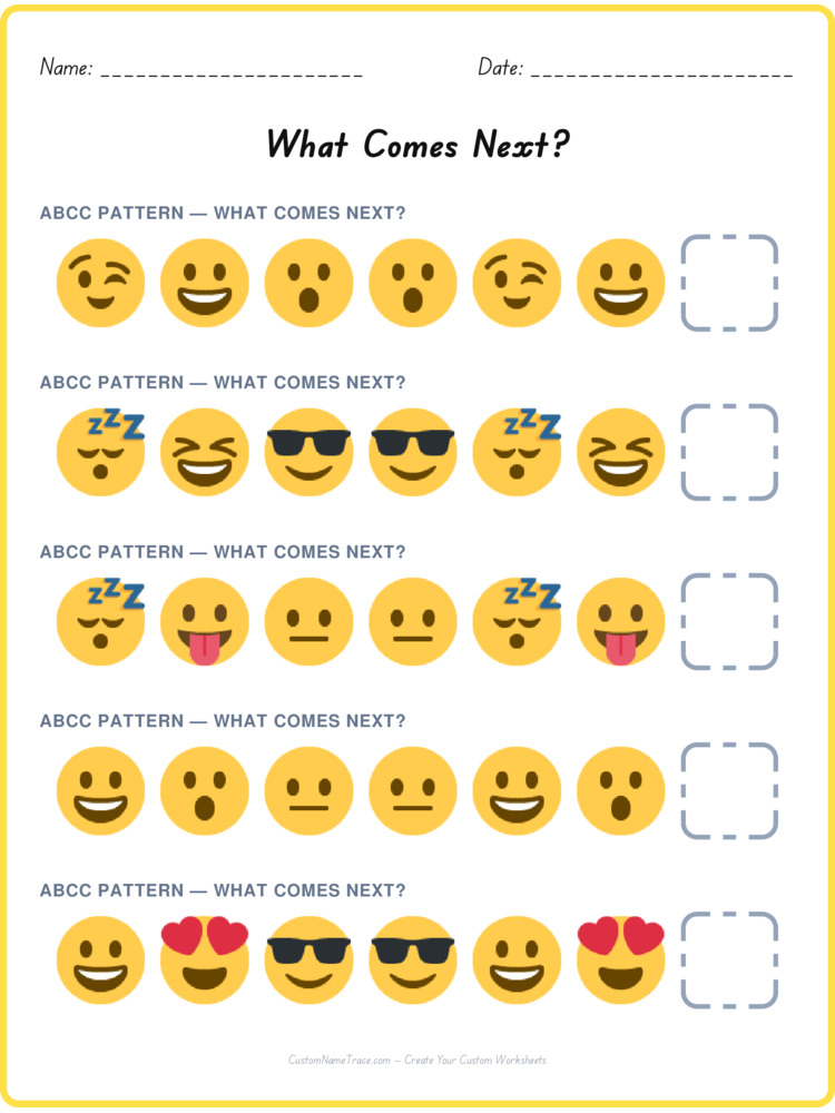 ABCC pattern worksheet 30 for kids