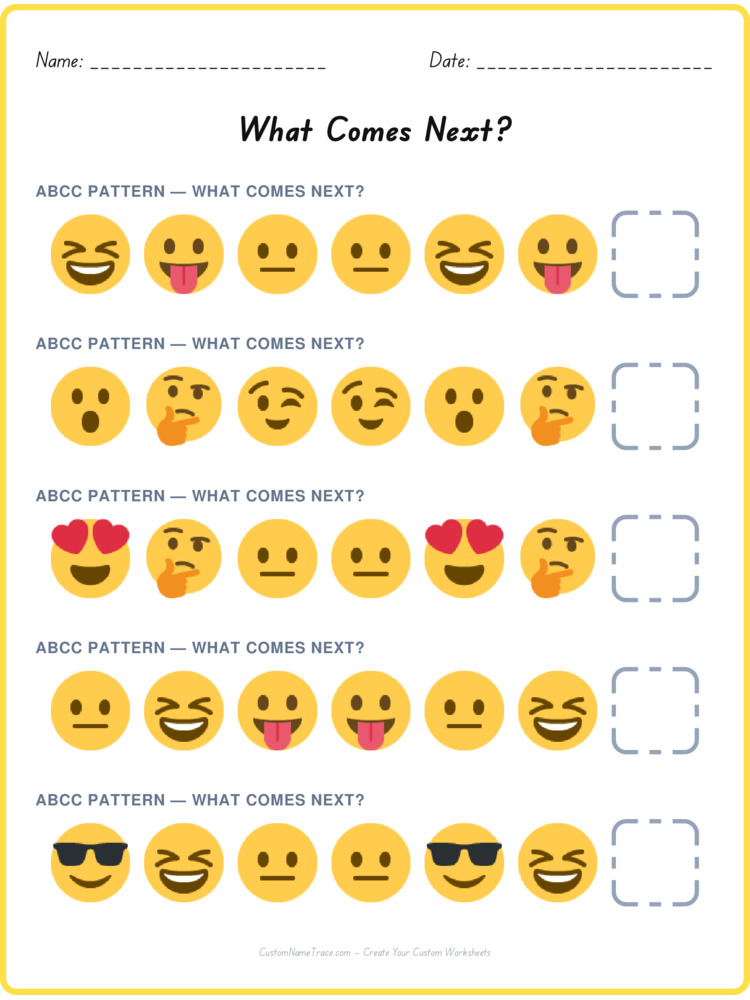 ABCC pattern worksheet 31 for kids