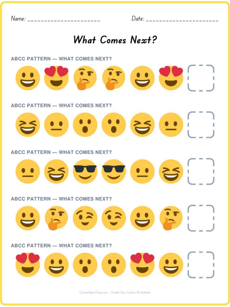 ABCC pattern worksheet 32 for kids