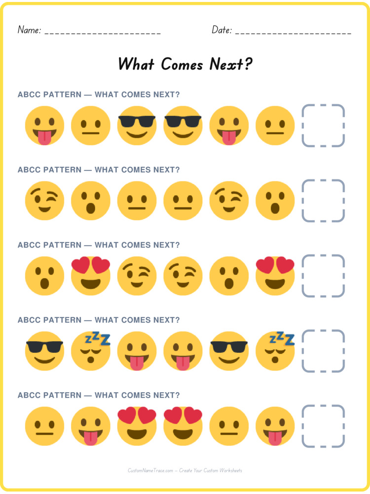 ABCC pattern worksheet 33 for kids