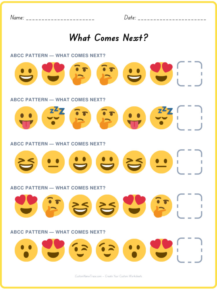ABCC pattern worksheet 34 for kids