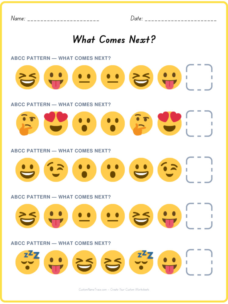 ABCC pattern worksheet 35 for kids