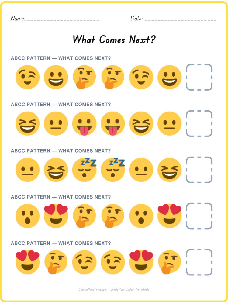 ABCC pattern worksheet 36 for kids