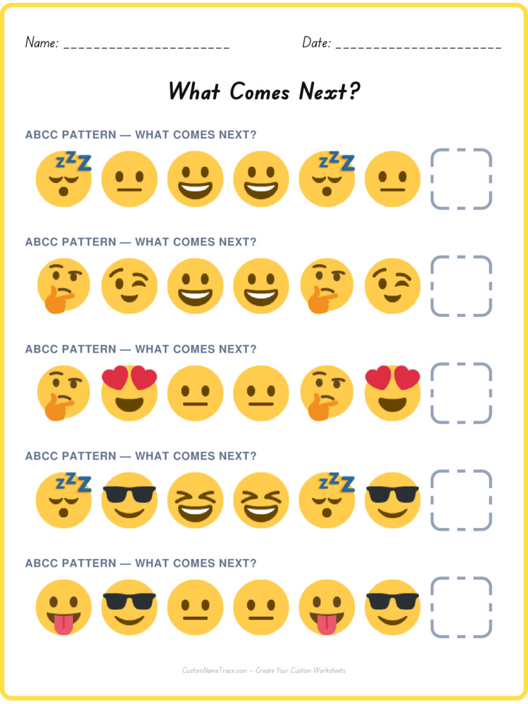 ABCC pattern worksheet 37 for kids