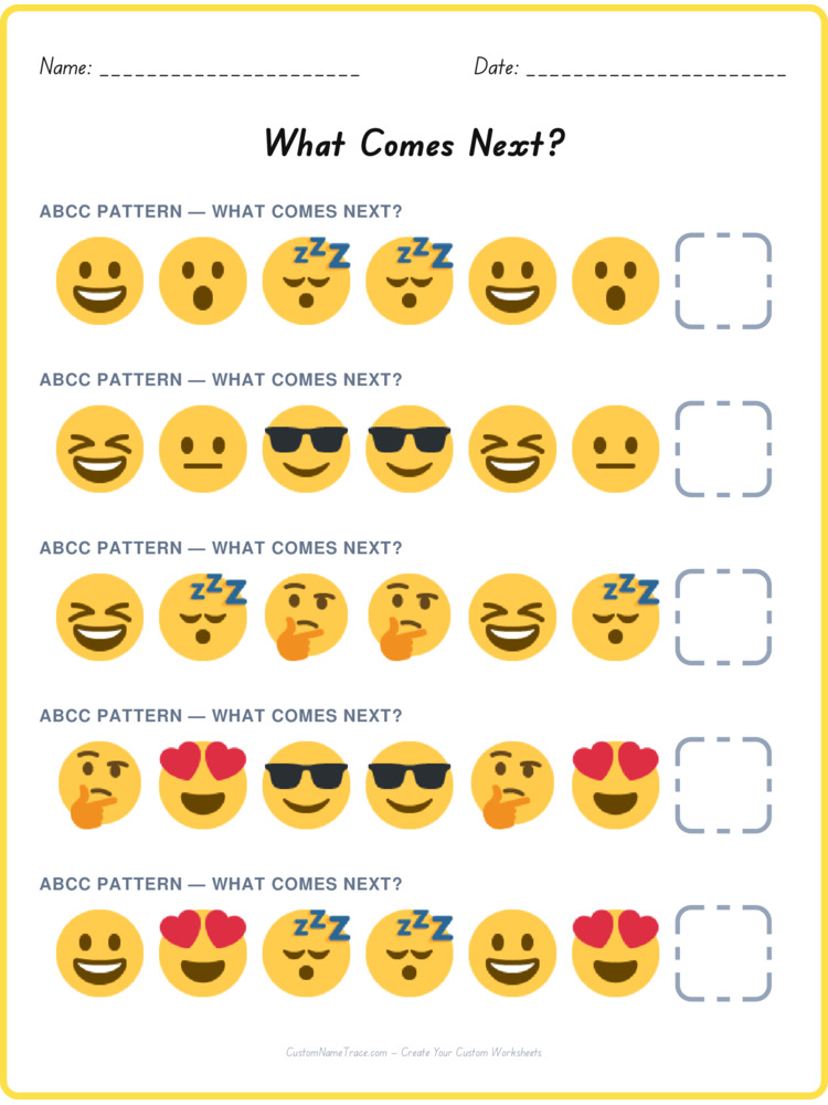 ABCC pattern worksheet 38 for kids