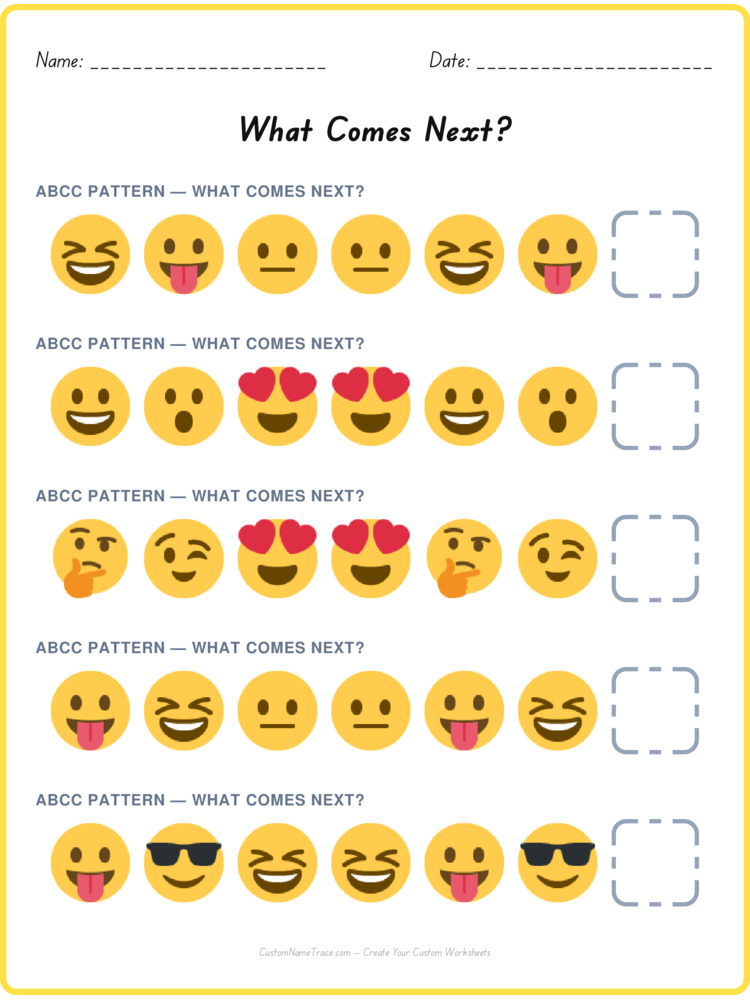 ABCC pattern worksheet 39 for kids