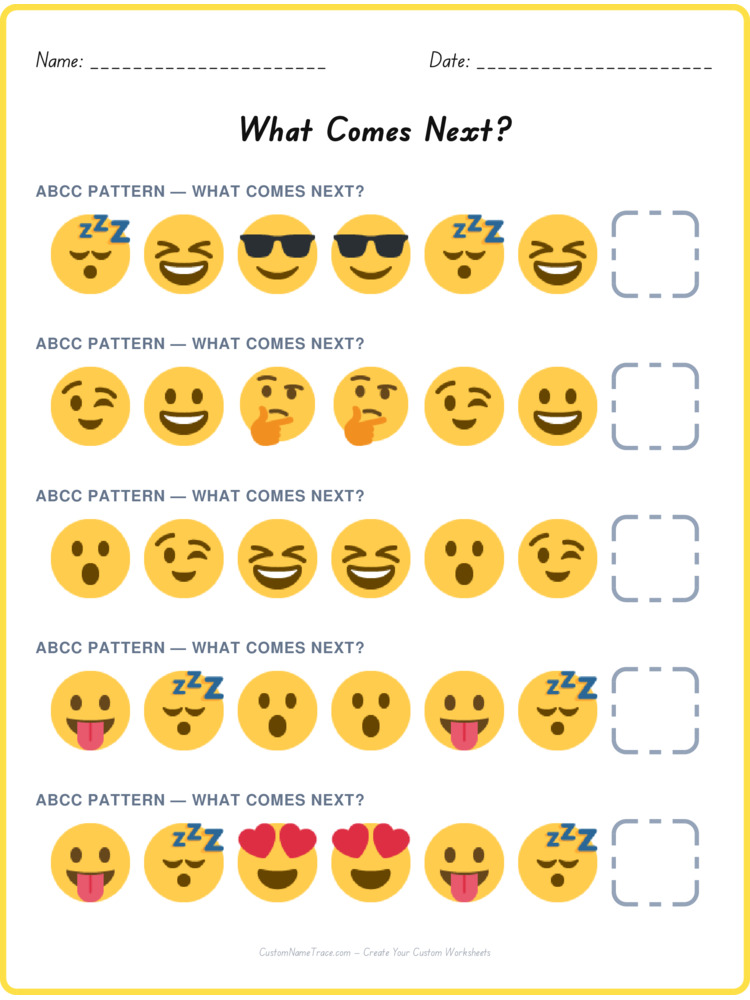 ABCC pattern worksheet 40 for kids