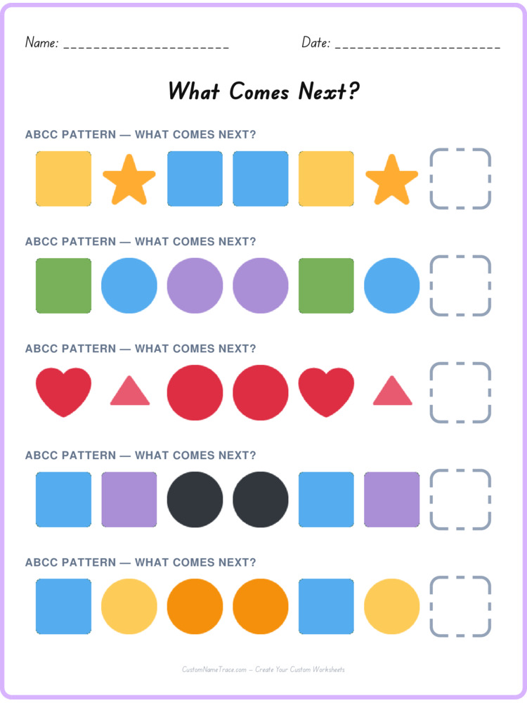 ABCC pattern worksheet 32 for kids