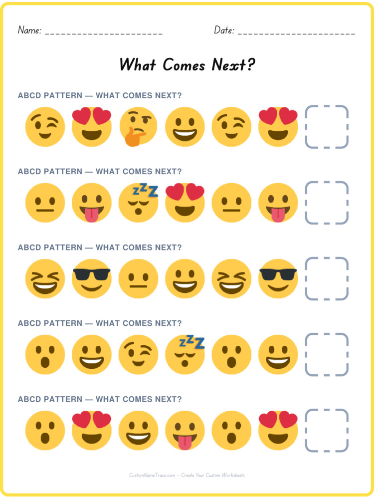 ABCD pattern worksheet 10 for kids