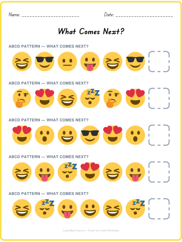 ABCD pattern worksheet 11 for kids