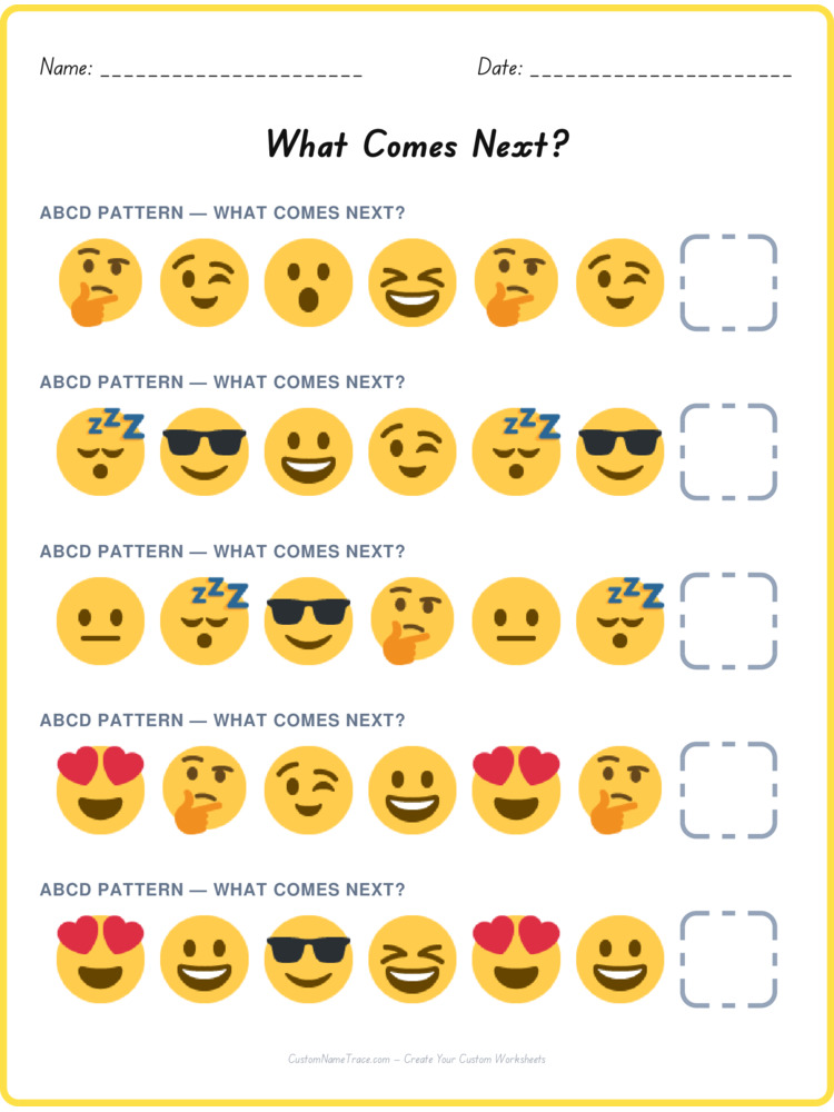 ABCD pattern worksheet 12 for kids