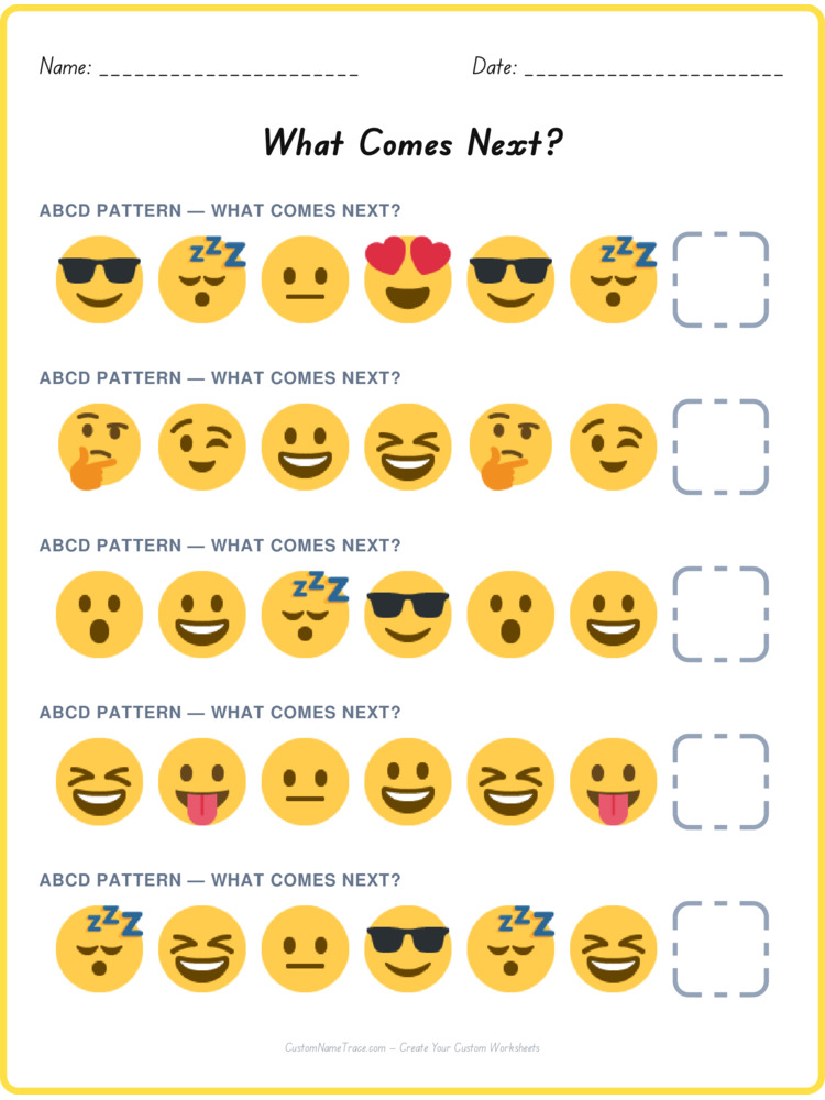 ABCD pattern worksheet 13 for kids