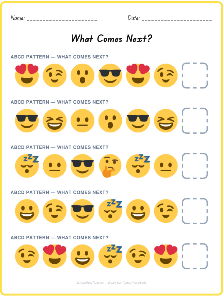ABCD pattern worksheet 16 for kids