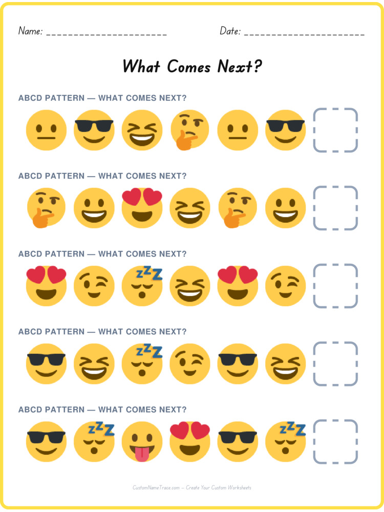 ABCD pattern worksheet 17 for kids