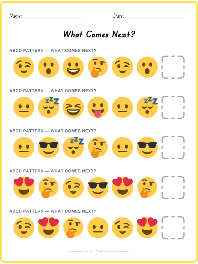 ABCD pattern worksheet 18 for kids