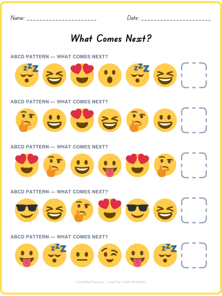 ABCD pattern worksheet 19 for kids