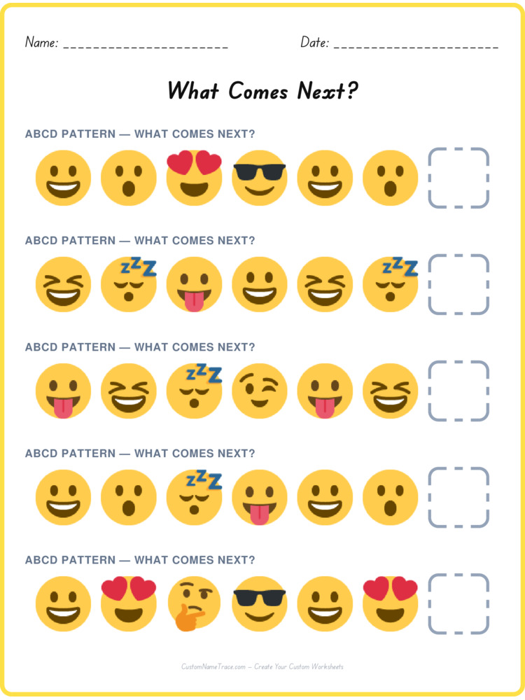 ABCD pattern worksheet 20 for kids