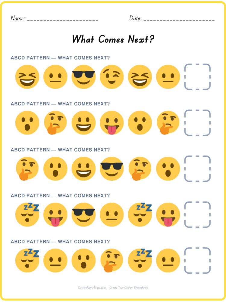 ABCD pattern worksheet 21 for kids