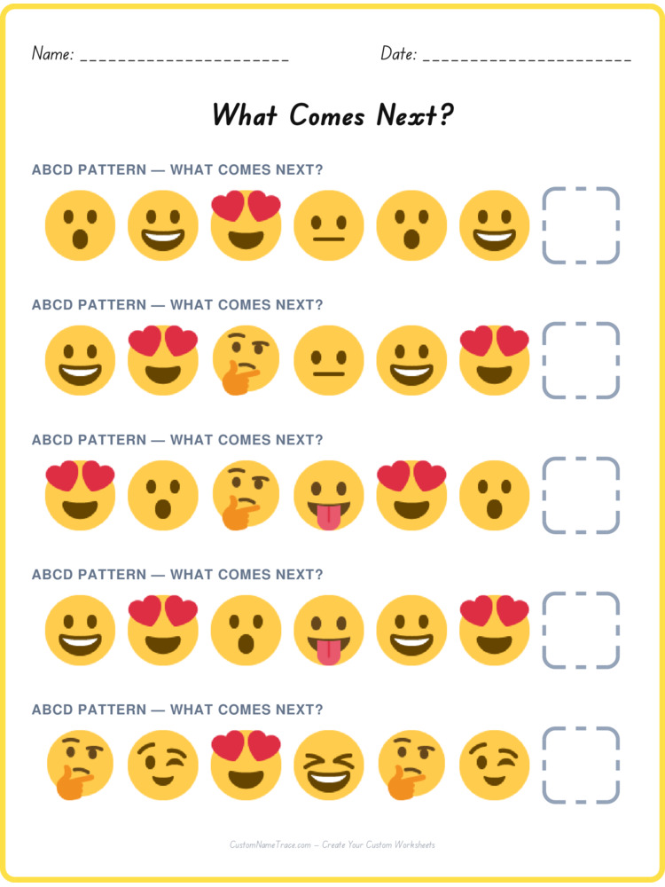 ABCD pattern worksheet 3 for kids