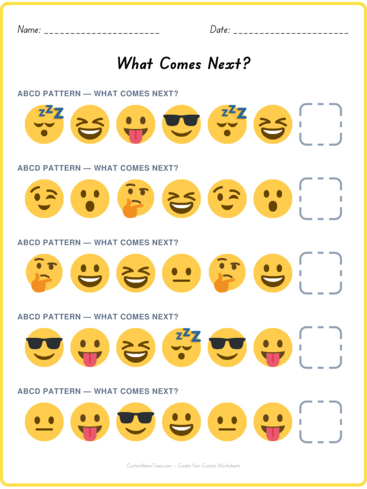 ABCD pattern worksheet 30 for kids