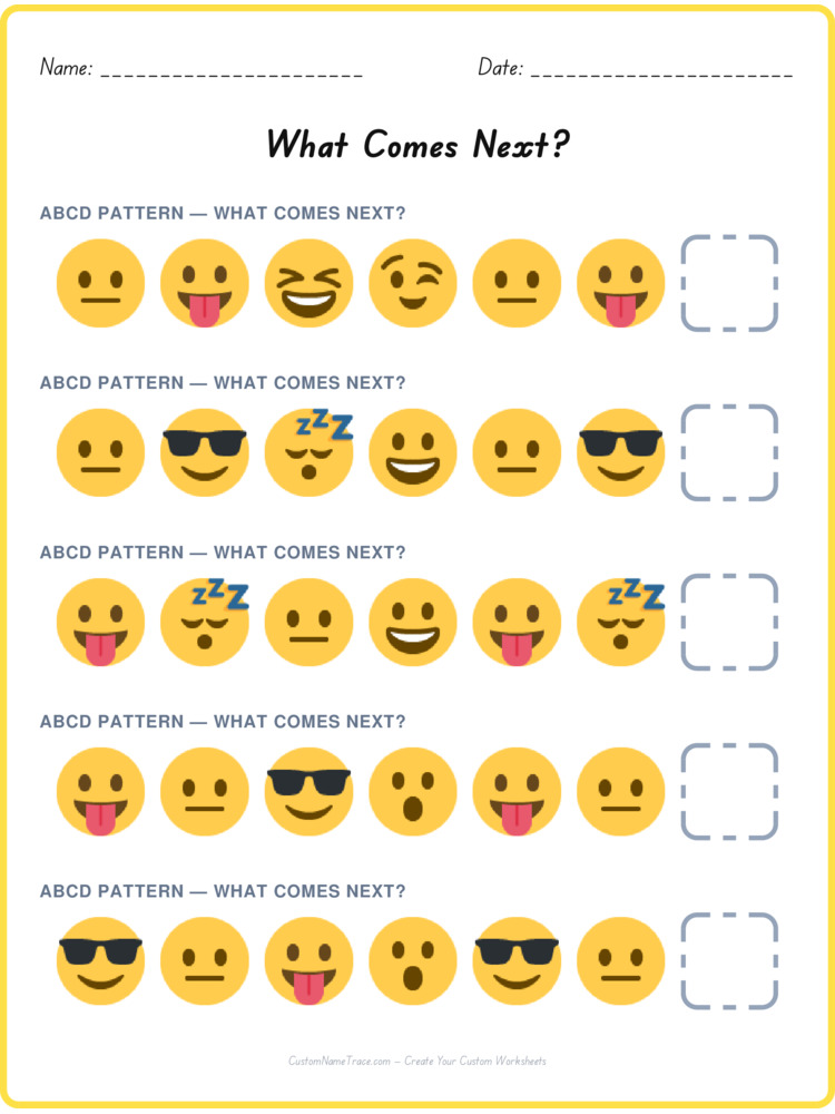 ABCD pattern worksheet 4 for kids