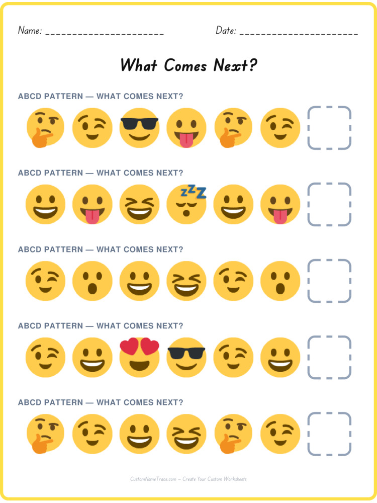 ABCD pattern worksheet 5 for kids