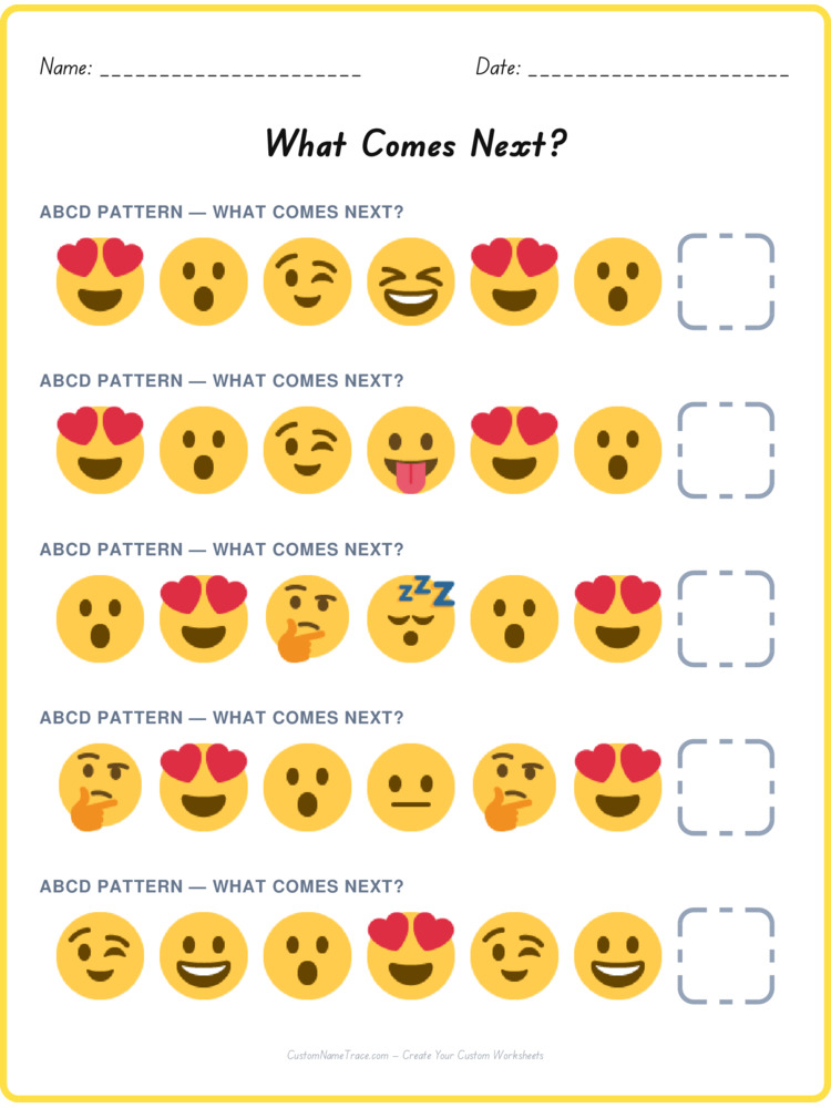 ABCD pattern worksheet 7 for kids