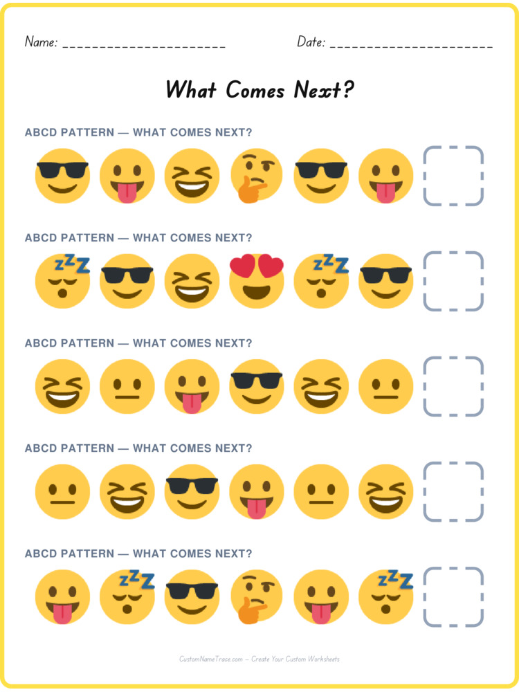 ABCD pattern worksheet 8 for kids