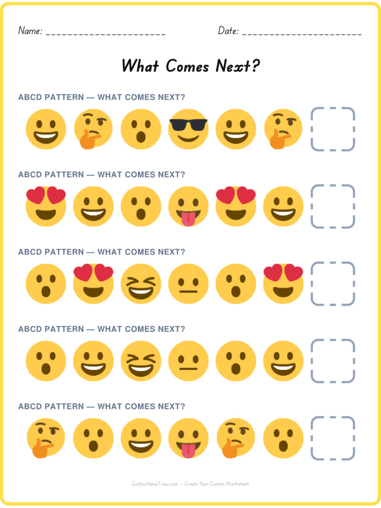 ABCD pattern worksheet 9 for kids